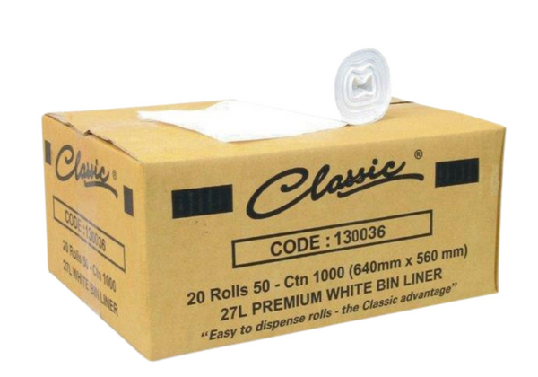 Classic 27L Bin Liner White