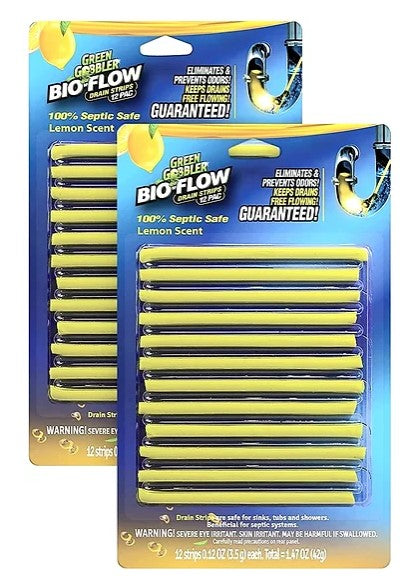 Green Gobbler Lemon Scent Bio Flow Drain Strips (12-Pack)