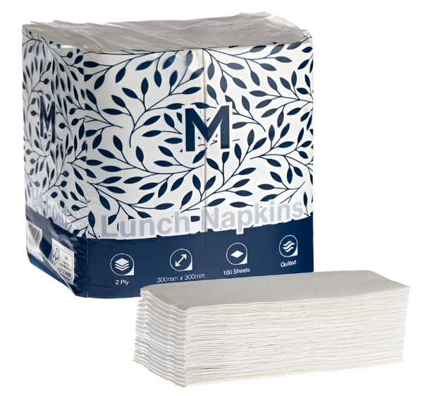 Matthews Quilted Lunch Napkins - 1/4 Fold, White 2-ply (1200 sheets)