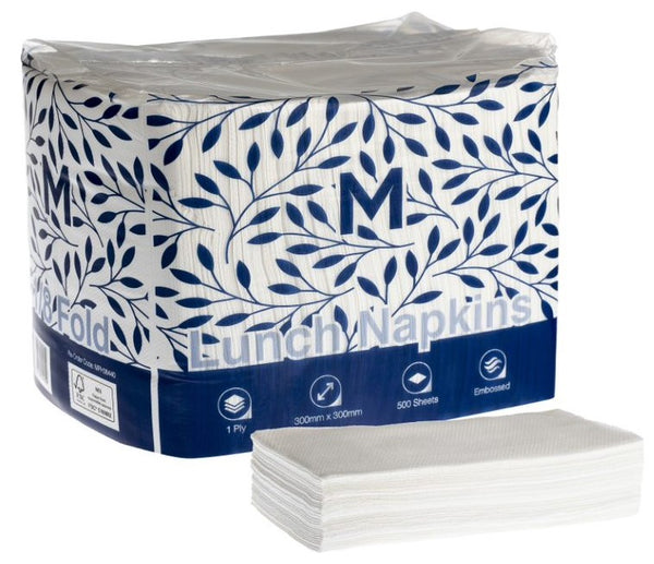 Matthews Lunch Napkins - 1/8 Fold, White 1-ply (3000 sheets)