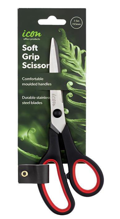 Icon Scissor Soft Grip 7.5 Inch Black Handle