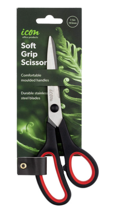 Icon Scissor Soft Grip 7.5 Inch Black Handle