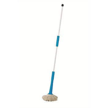 Twist mop with long white handle and blue parts