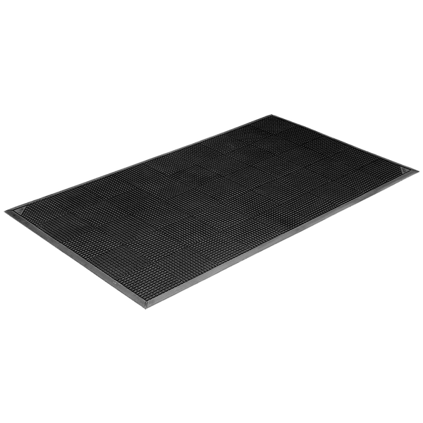 Black rubber rectangle floor mat