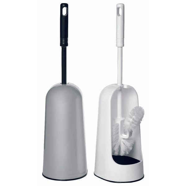 Toilet brush and stand in white and black