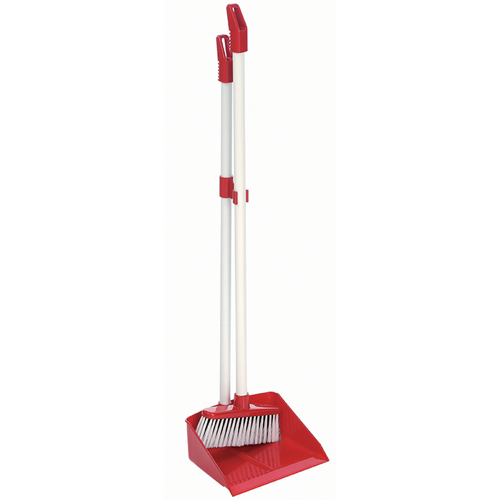 Upright dustpan set in red and white