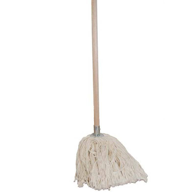 Socket mop refill in white cotton with wooden handle