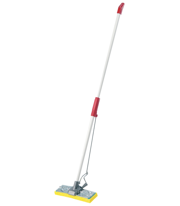 Steel mop with red handle parts and yellow flat mop head