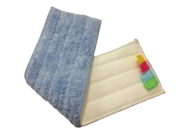 Microfibre flat mop head in blue and white