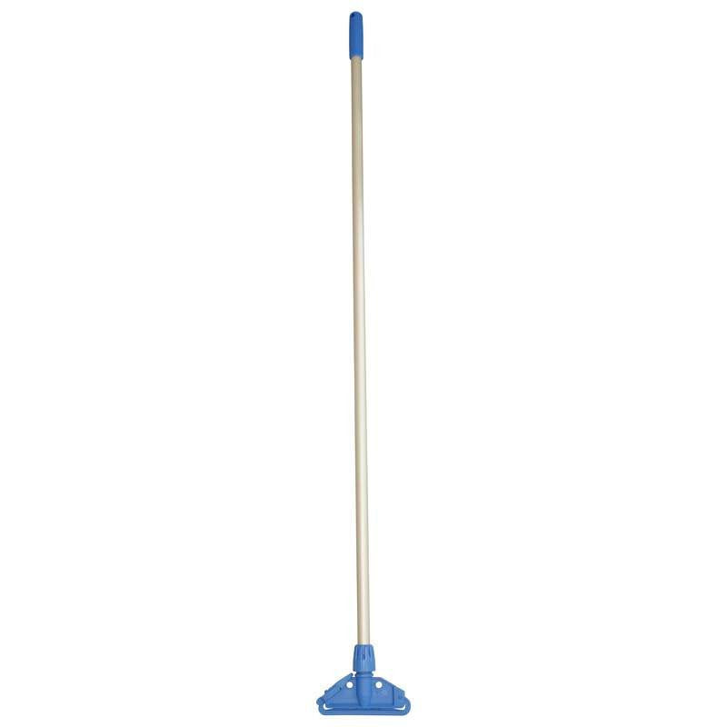 Long mop handle in silver with blue parts