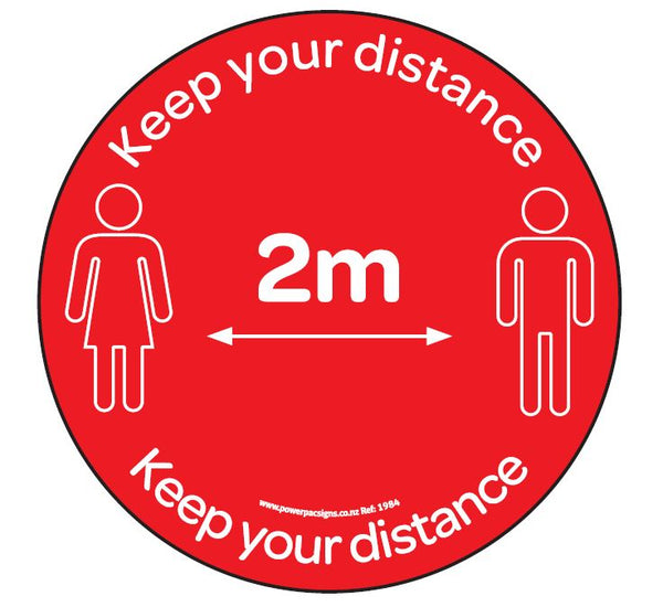 Floor Sticker - Keep Your Distance Red
