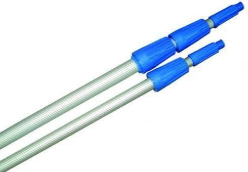 Telescopic pole with silver handle and blue parts